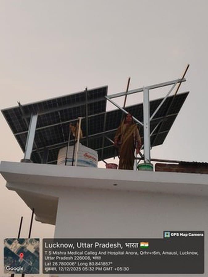 Rooftop solar installation at Mahrajpur, Lucknow